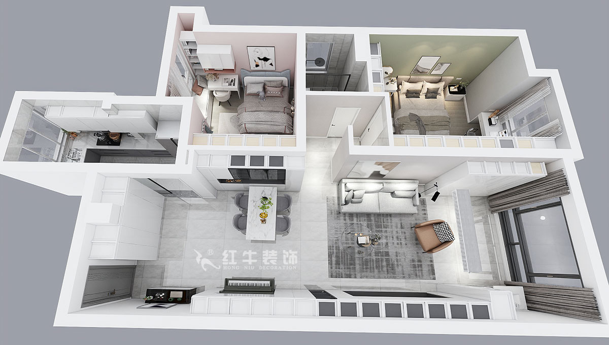 顧娟｜中海塞納麗舍東苑9-2-803-105㎡-現(xiàn)代簡約風(fēng)格｜2室2廳1衛(wèi)｜舊房裝修｜定制家｜全包14