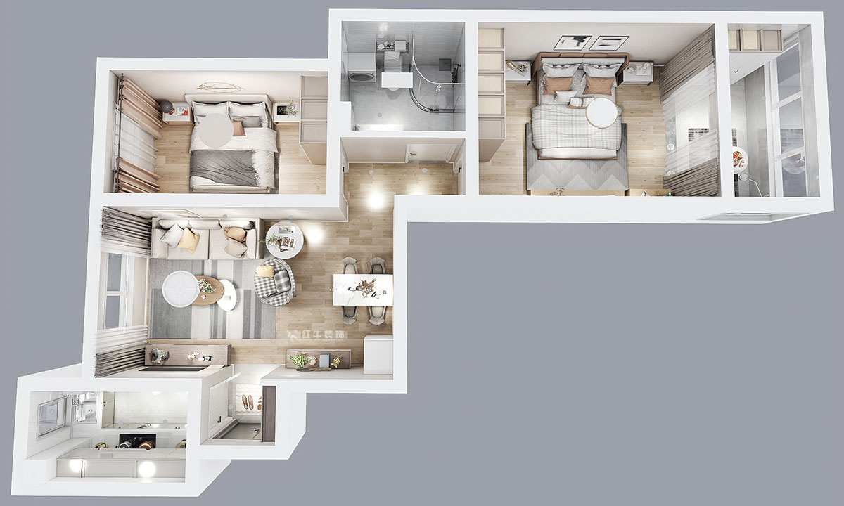 顧娟｜逸境南苑3-311-90㎡-現(xiàn)代風(fēng)格｜2室2廳1衛(wèi)｜新房裝修｜定制家￥121180｜全包12