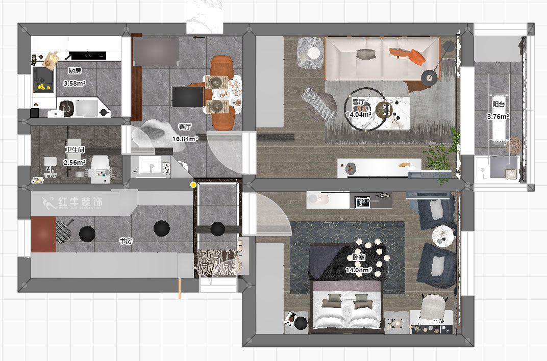 孟憲濤｜陳家牌坊2-404-74㎡-簡(jiǎn)約風(fēng)格｜3室1廳1衛(wèi)｜新房裝修｜定制家｜全包12萬｜00_03平面彩圖