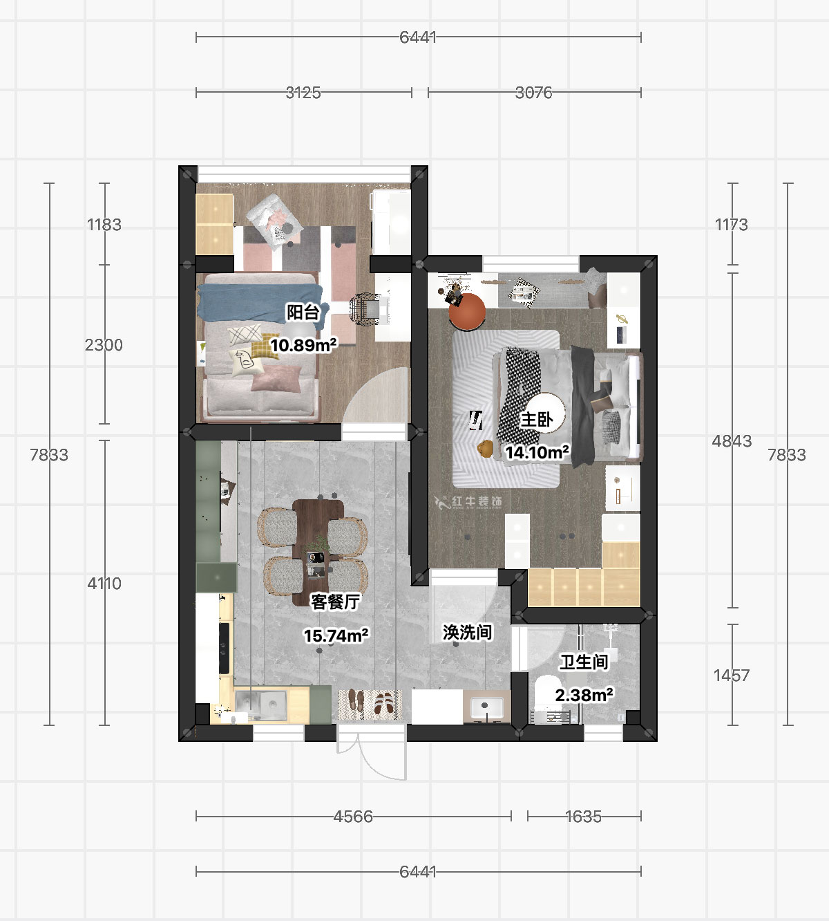 顧娟｜琵琶小區(qū)長生祠2-602-60㎡-現(xiàn)代簡約風(fēng)格｜2室2廳1衛(wèi)｜舊房裝修｜定制家｜全包10