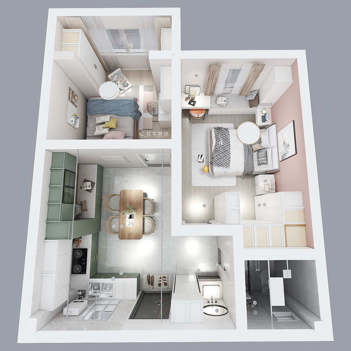 顧娟｜琵琶小區(qū)長生祠2-602-60㎡-現(xiàn)代簡約風(fēng)格｜2室2廳1衛(wèi)｜舊房裝修｜定制家｜全包10