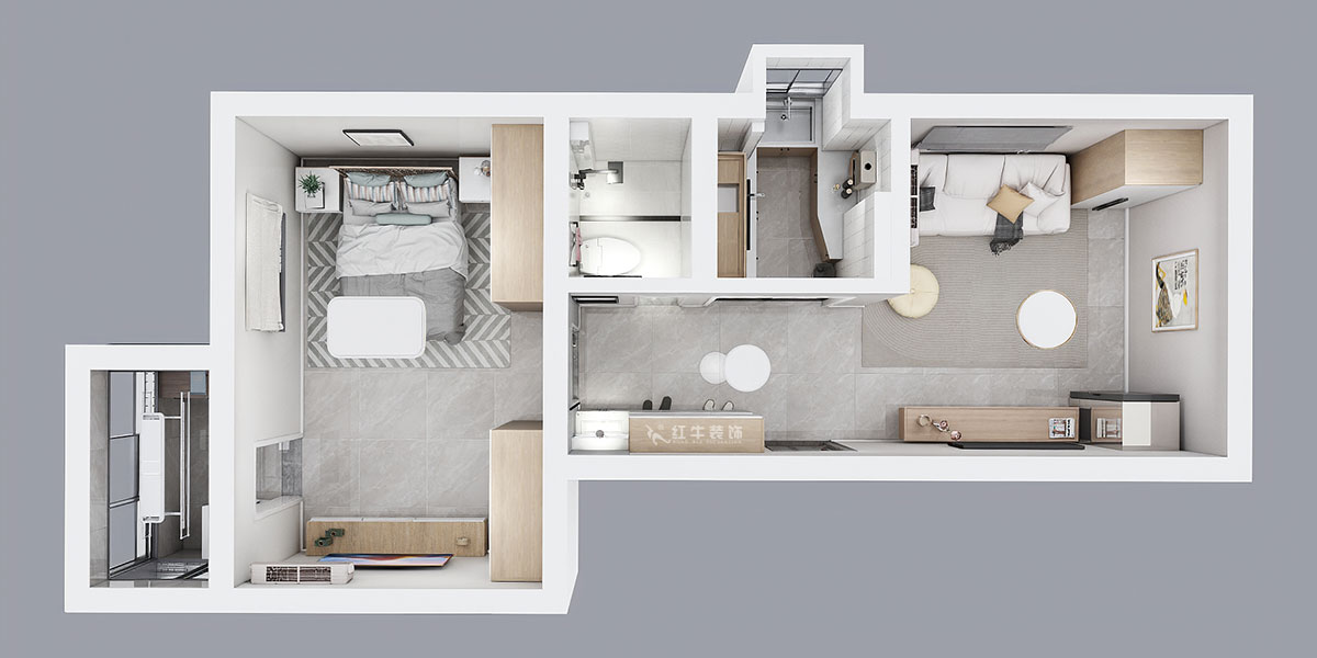 孟憲濤｜大光路菜市口1號(hào)2-2-205-50㎡-簡(jiǎn)約風(fēng)格｜1室1廳1衛(wèi)｜老房裝修｜定制家｜全包9萬(wàn)｜00_04鳥瞰圖