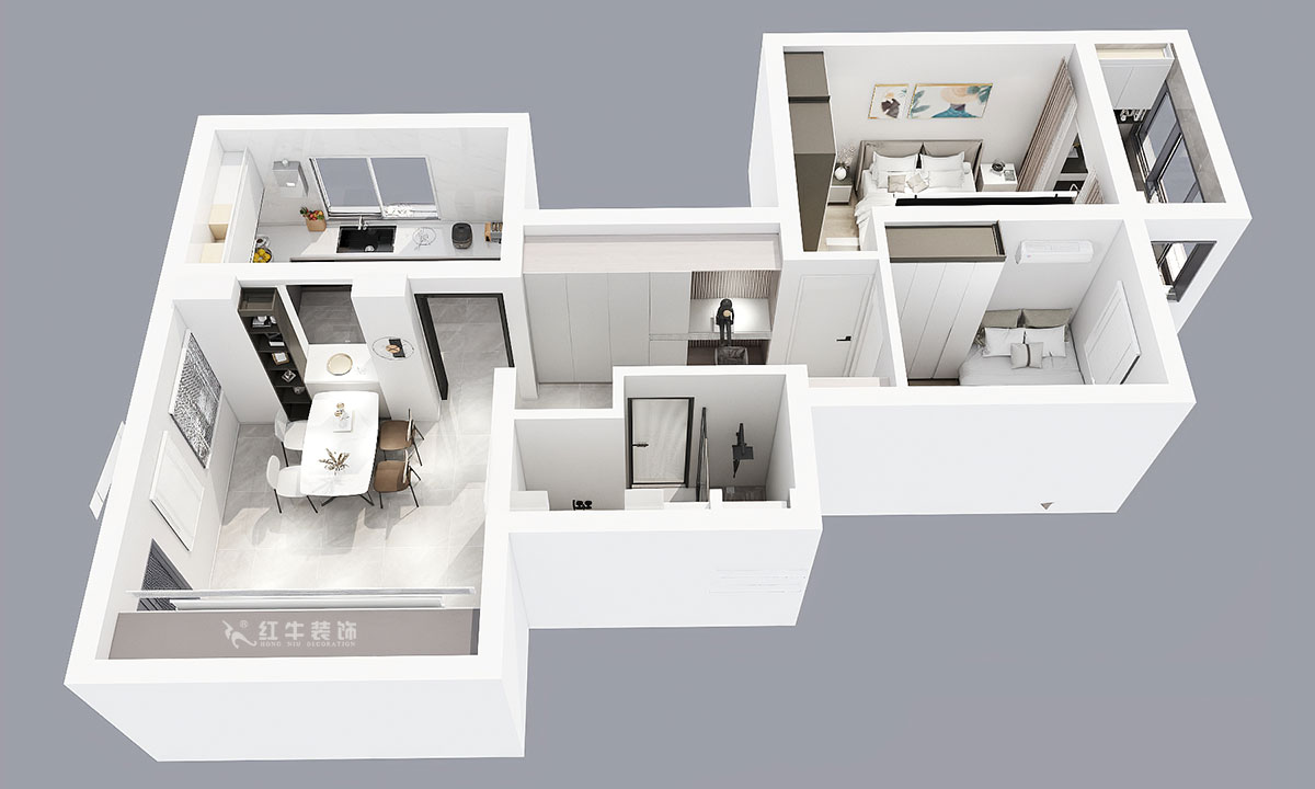 蔣?。A保新寓7-912-85㎡-簡(jiǎn)約風(fēng)格｜2室1廳1衛(wèi)｜老房裝修｜定制家｜全包12萬(wàn)｜00_04鳥(niǎo)瞰圖