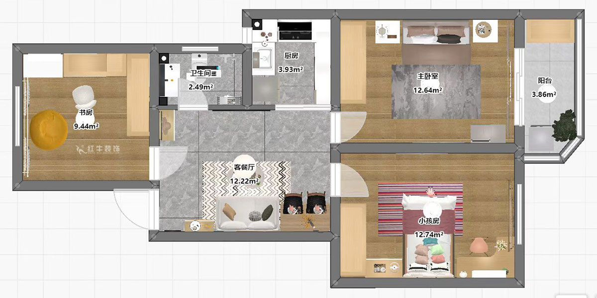 仇美蓉｜南苑臺(tái)園13-42-501-75㎡-簡(jiǎn)約風(fēng)格｜3室1廳1衛(wèi)｜老房裝修｜定制家｜全包9
