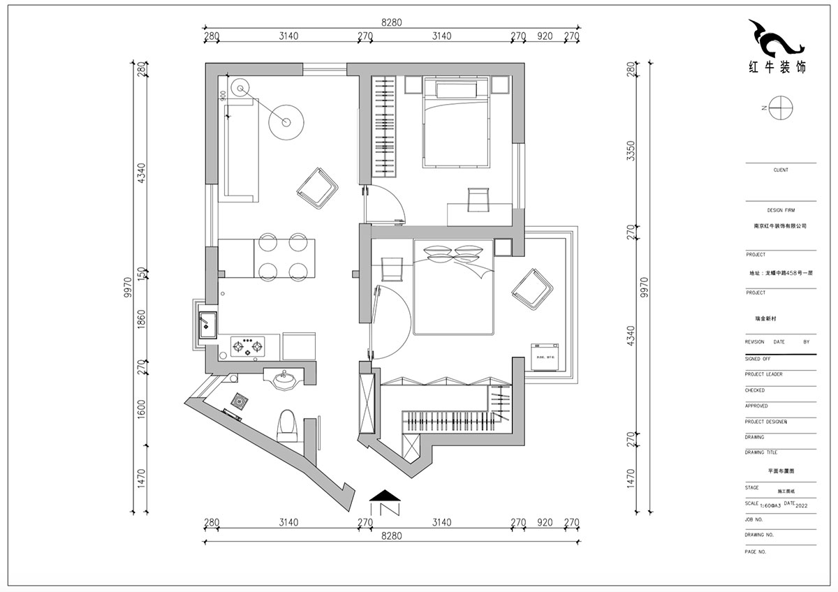 朱明琪｜瑞金新村23-504-1902-69㎡-現(xiàn)代簡約風格｜2室1廳1衛(wèi)｜老房翻新｜定制家｜全包12萬｜00_02平面設計圖
