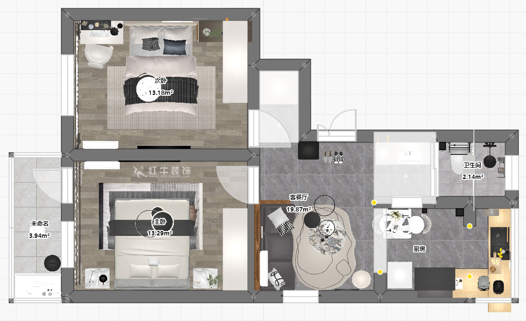 蔣琛｜驢子巷后街20號(hào)1-501-60㎡-現(xiàn)代簡約風(fēng)格｜2室1廳1衛(wèi)｜老房裝修｜定制家｜全包9