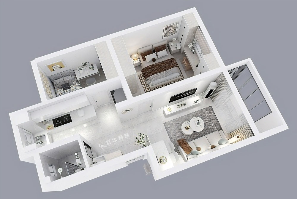 朱彥｜養(yǎng)回紅村5號(hào)小區(qū)5-1-101-65㎡-現(xiàn)代簡(jiǎn)約風(fēng)格｜3室1廳1衛(wèi)｜老房裝修｜定制家｜全包11萬(wàn)｜00_04鳥(niǎo)瞰圖