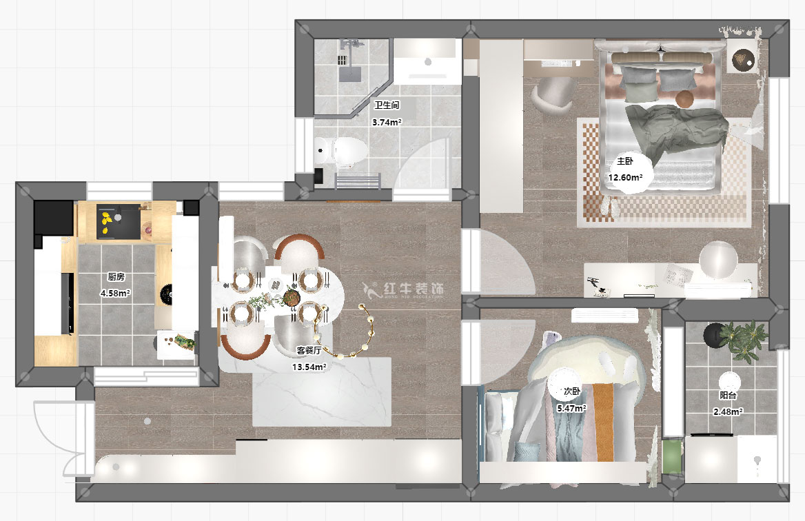 賈庭｜麒麟晨光苑5-2-1404-60㎡-現(xiàn)代風(fēng)格｜2室1廳1廚1衛(wèi)｜老房裝修｜定制家｜全包8