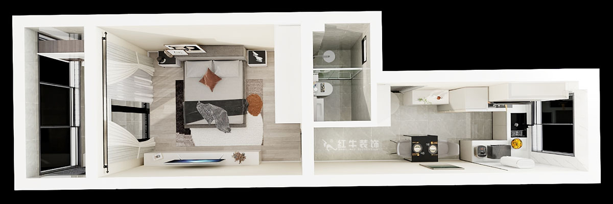 孟憲濤｜殷高巷55-301-50㎡-現(xiàn)代簡約風(fēng)格｜1室1廳1衛(wèi)｜老房裝修｜定制家｜全包8萬｜00_04鳥瞰圖