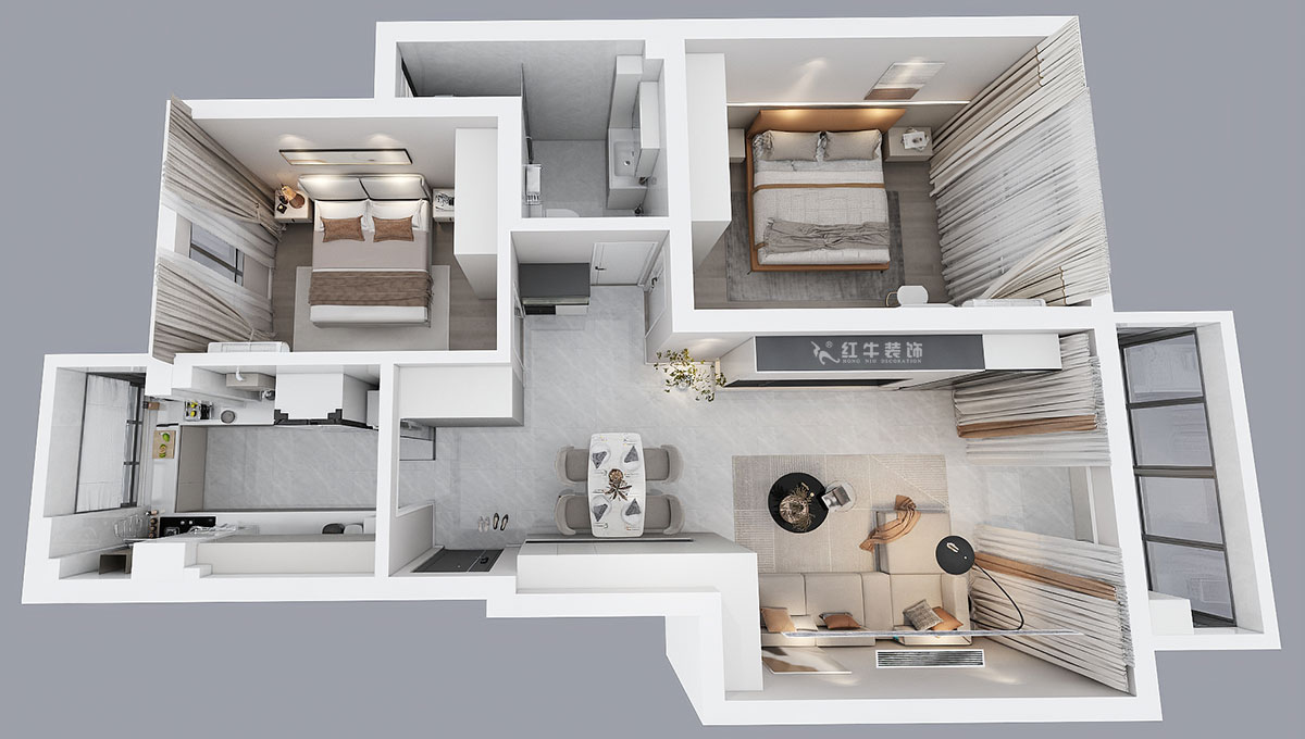 賈庭｜標營4號27棟4-707-88㎡-現(xiàn)代風格｜2室2廳1廚1衛(wèi)｜老房裝修｜定制家｜全包10