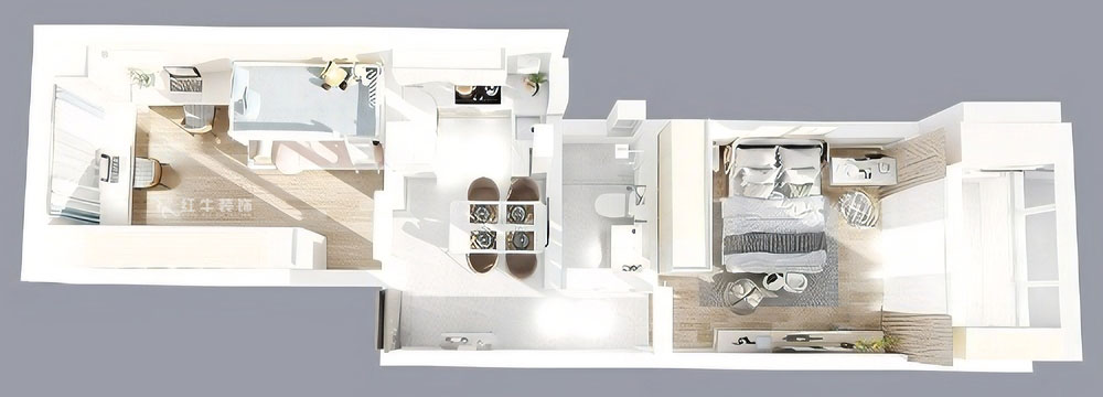 顧娟｜游府新村14-53-702-60㎡-現(xiàn)代簡(jiǎn)約風(fēng)格｜2室2廳1衛(wèi)｜舊房裝修｜定制家｜全包11萬｜00_04鳥瞰圖