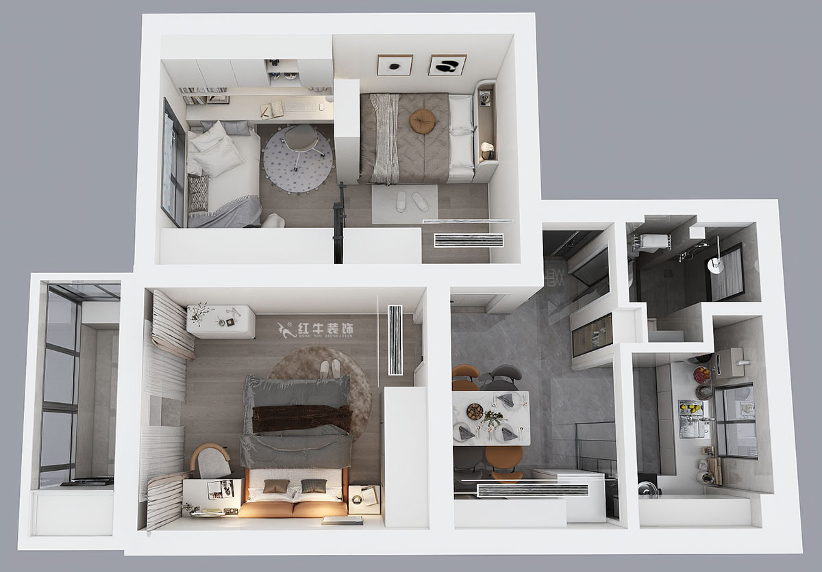 賈庭｜鹽倉橋48號1-402-55㎡-現(xiàn)代風(fēng)格｜2室1廳1廚1衛(wèi)｜老房裝修｜定制家｜全包8