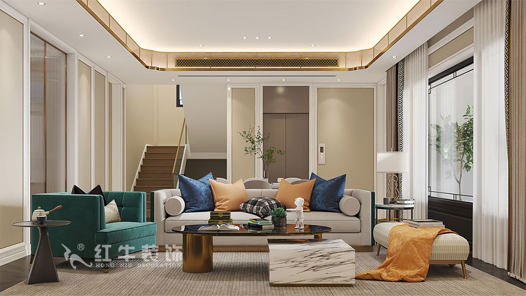 劉小勇｜雅園21-101-390㎡-現(xiàn)代奢華風(fēng)格｜9室2廳6衛(wèi)｜三層別墅裝修｜定制家｜全包｜04客餐廳1080x608