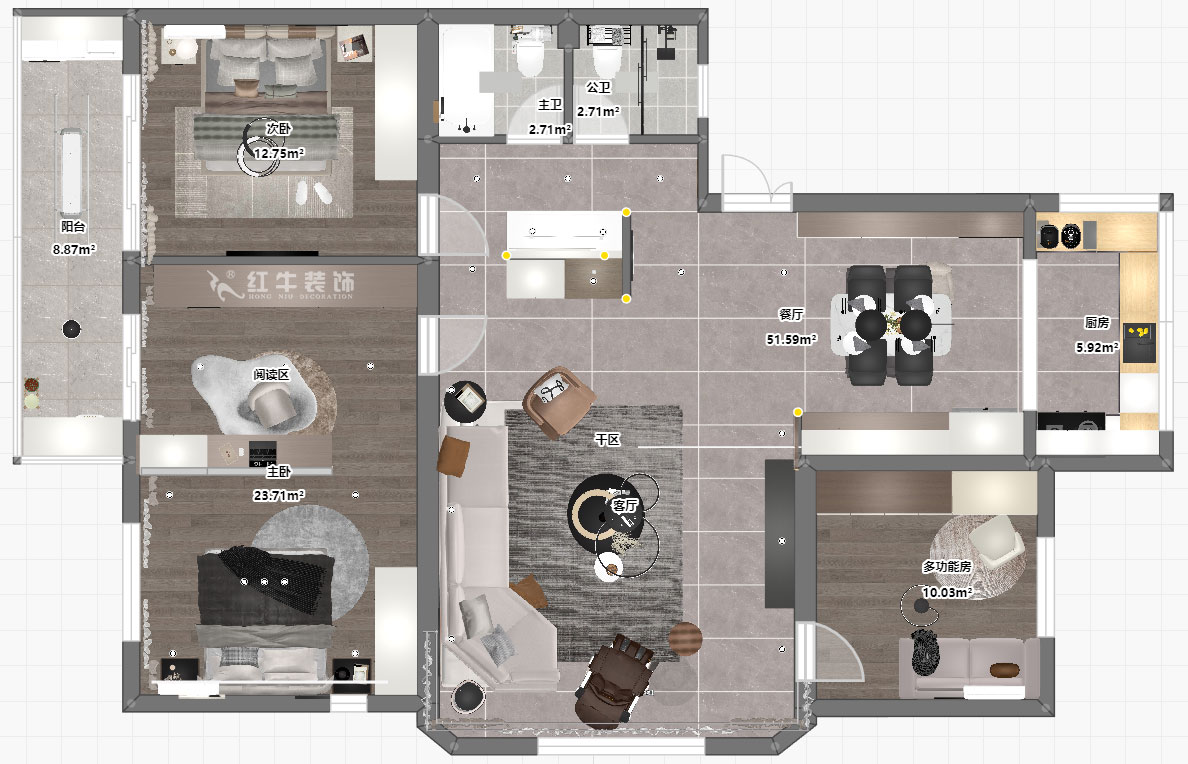 蔣琛｜東升花苑5-501-140㎡-現(xiàn)代簡約風(fēng)格｜4室2廳2衛(wèi)｜老房裝修｜定制家｜全包20萬｜00_03平面彩圖
