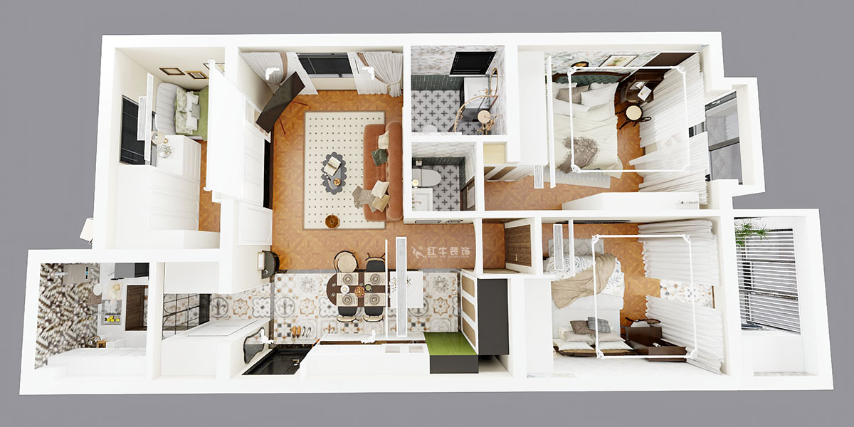 孟憲濤｜觀泓雅苑A區(qū)6-2101-115㎡-法式南洋復(fù)古風(fēng)格｜3室1廳2衛(wèi)｜新房裝修｜定制家｜全包16萬(wàn)｜00_04鳥瞰圖