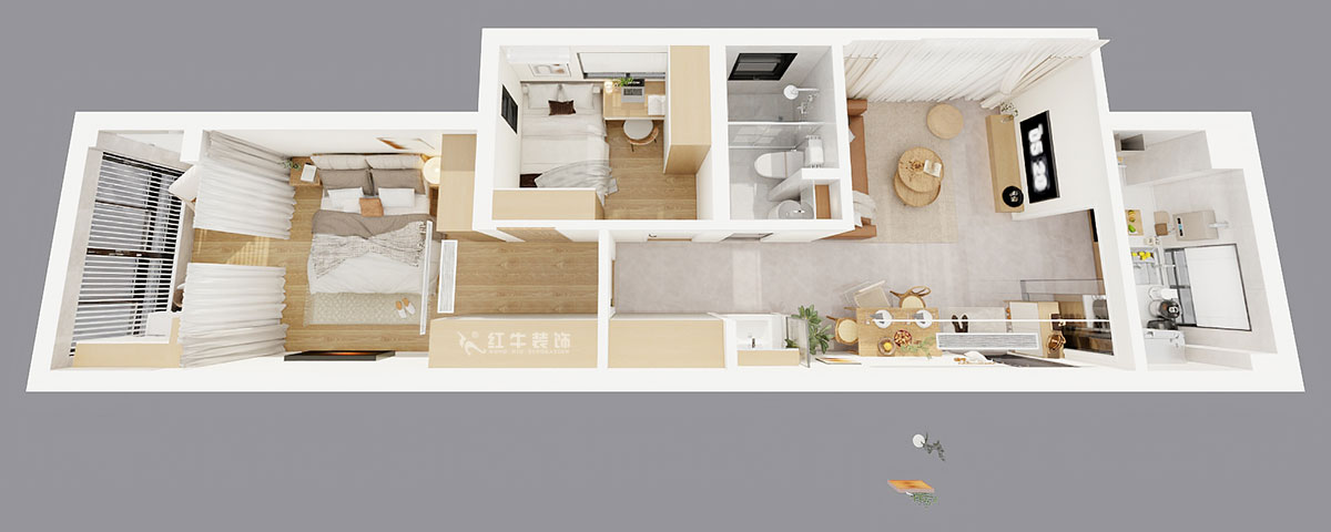 朱彥｜觀泓雅苑7-7-1710-75㎡-現(xiàn)代簡(jiǎn)約風(fēng)格｜2室1廳1衛(wèi)｜新房裝修｜定制家｜全包10萬｜00_04鳥瞰圖