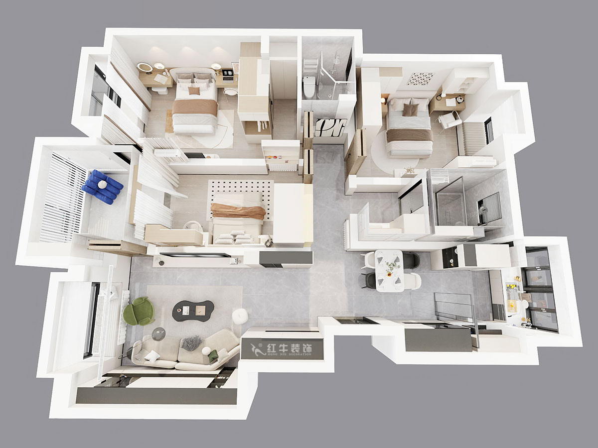顧娟｜楓丹白露白鷺新寓6-1002-903-138㎡-現(xiàn)代簡約風(fēng)格｜3室2廳2衛(wèi)｜舊房裝修｜定制家｜全包19萬｜00_05鳥瞰圖
