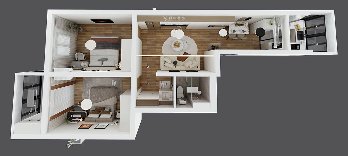 朱彥｜東大影壁1號(hào)304-79㎡-簡(jiǎn)約風(fēng)格｜2室2廳1衛(wèi)｜老房裝修｜定制家｜全包11萬(wàn)｜00_04鳥瞰圖