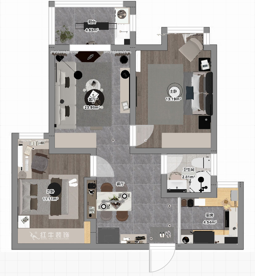 仇美蓉｜御道嘉庭8-1-702-78㎡-簡約風(fēng)格｜2室2廳1衛(wèi)｜新房裝修｜定制家｜全包10萬｜00_03平面彩圖