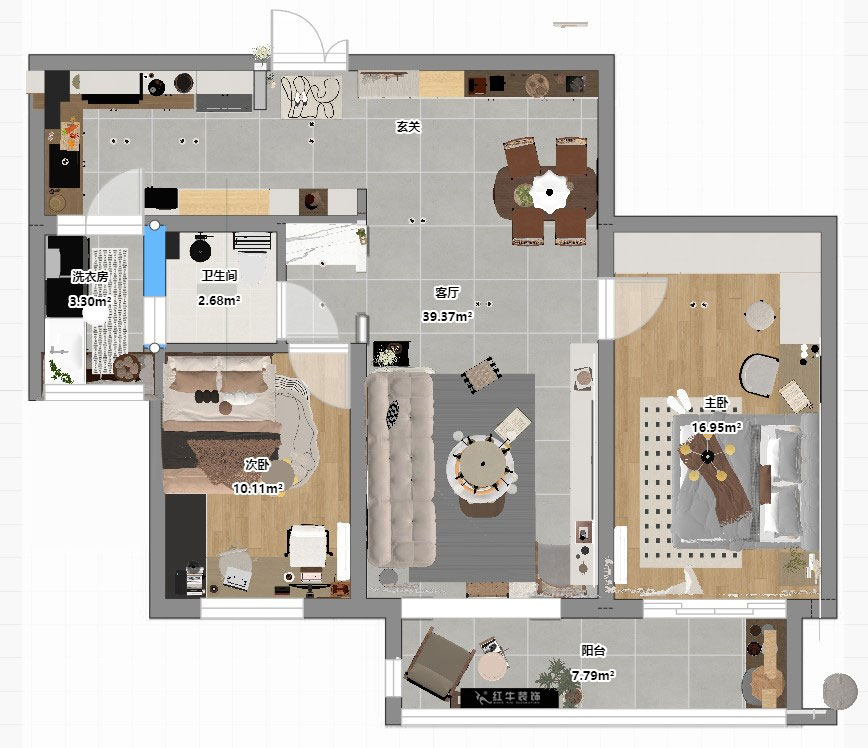 劉萍萍｜麒麟山莊27-502-103㎡-現代簡約風格｜2室2廳1衛(wèi)｜老房裝修｜定制家｜全包14