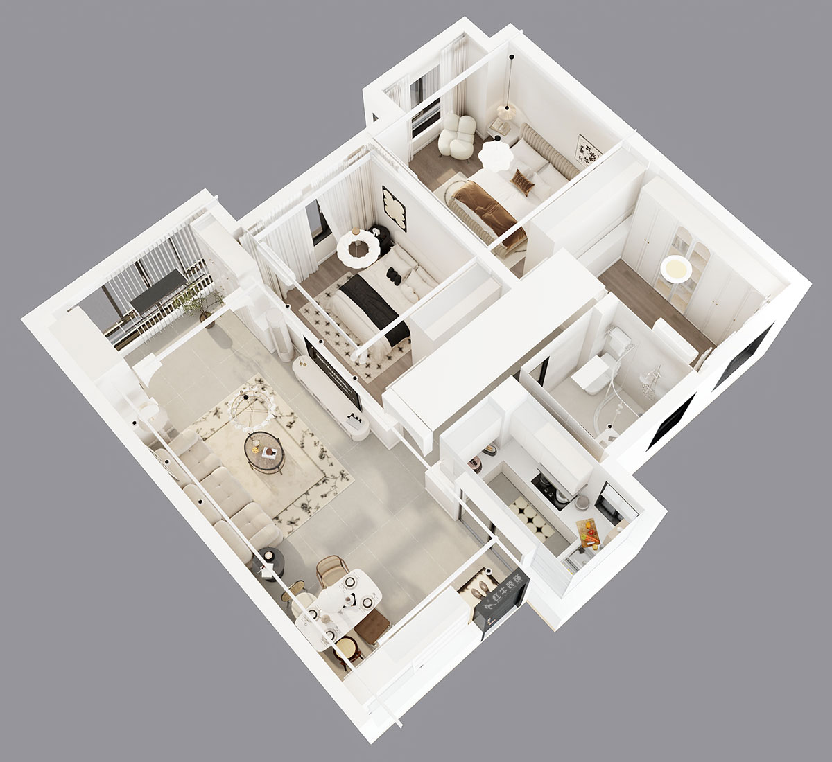 吳波｜紫金上品苑4-1002-90㎡-現(xiàn)代簡(jiǎn)約風(fēng)格｜3室2廳1衛(wèi)｜新房裝修｜定制家｜全包12萬(wàn)｜00_05鳥瞰圖