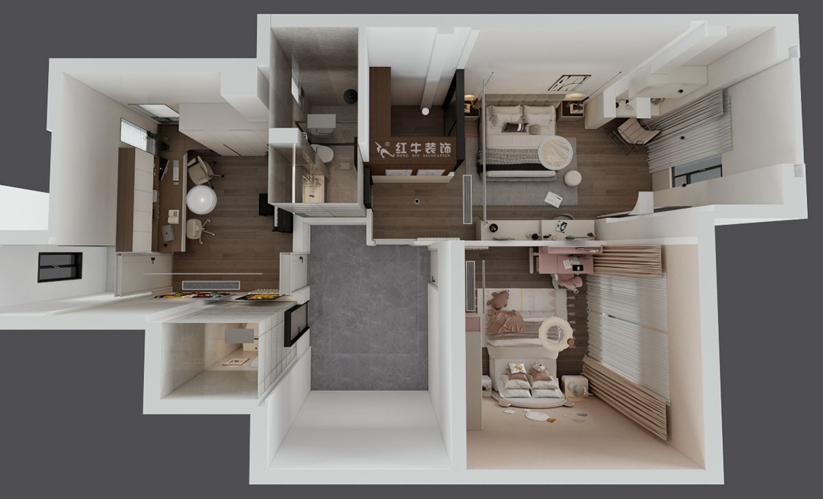 蔣?。┥紧斈芷咛?hào)院6-205-280㎡-現(xiàn)代簡(jiǎn)約風(fēng)格｜復(fù)式｜4室2廳3衛(wèi)｜毛坯裝修｜定制家｜全包40萬(wàn)｜00_08二層鳥瞰圖