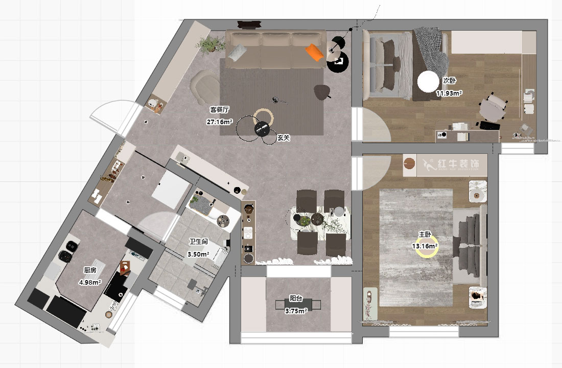 蔣?。埥^(qū)陽光廣場(chǎng)5-2002-90㎡-現(xiàn)代簡(jiǎn)約風(fēng)格｜2室2廳1衛(wèi)｜二手房裝修｜定制家｜全包12萬｜00_03平面彩圖