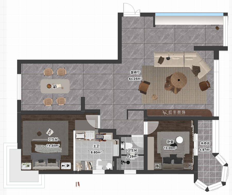 蔣?。蟀睹吩鹿痖w2-1-1401-140㎡-意式極簡(jiǎn)風(fēng)格｜3室2廳2衛(wèi)｜老房裝修｜婚房裝修｜定制家｜全包18萬｜00_03平面彩圖