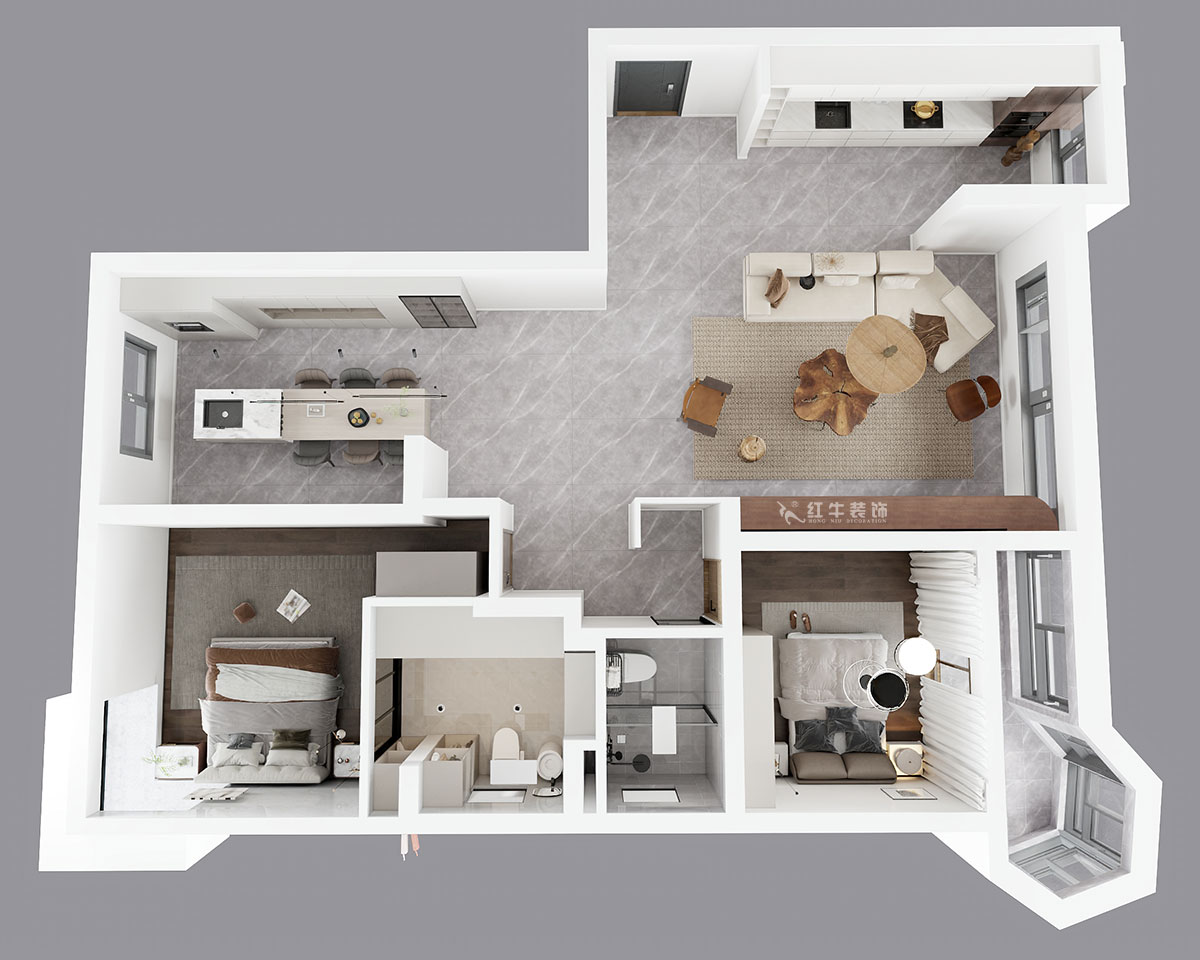 蔣琛｜左岸名苑月桂閣2-1-1401-140㎡-意式極簡(jiǎn)風(fēng)格｜3室2廳2衛(wèi)｜老房裝修｜婚房裝修｜定制家｜全包18萬｜00_04鳥瞰圖