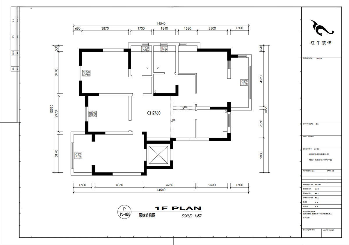 劉小勇｜柏悅瀾庭28-206-125㎡-現(xiàn)代簡約風(fēng)格｜3室2廳2衛(wèi)｜老房裝修｜定制家｜全包17萬｜00_01原始結(jié)構(gòu)圖