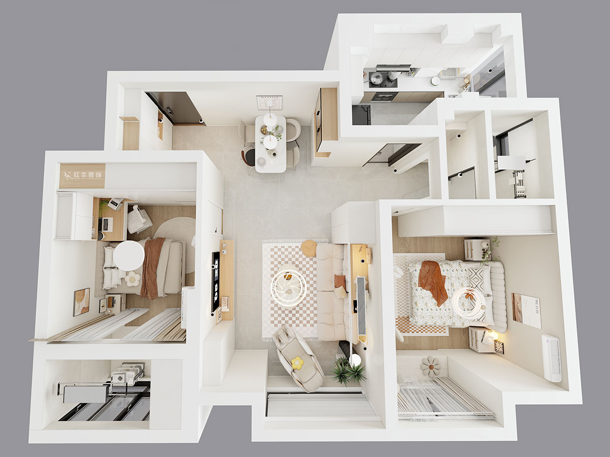 蔣?。辖鹉显?1-1-202-82㎡-簡(jiǎn)約奶油風(fēng)格｜2室1廳1衛(wèi)｜二手房裝修｜婚房裝修｜定制家｜全包11