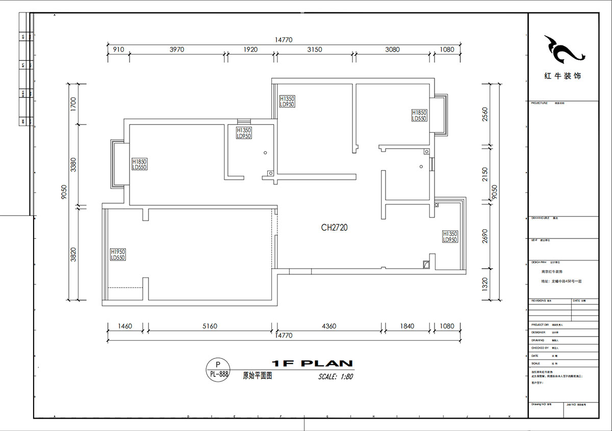 劉小勇｜江南名府3-204-115㎡-簡美風格｜3室2廳1衛(wèi)｜老房裝修｜定制家｜全包13萬｜00_01原始結構圖