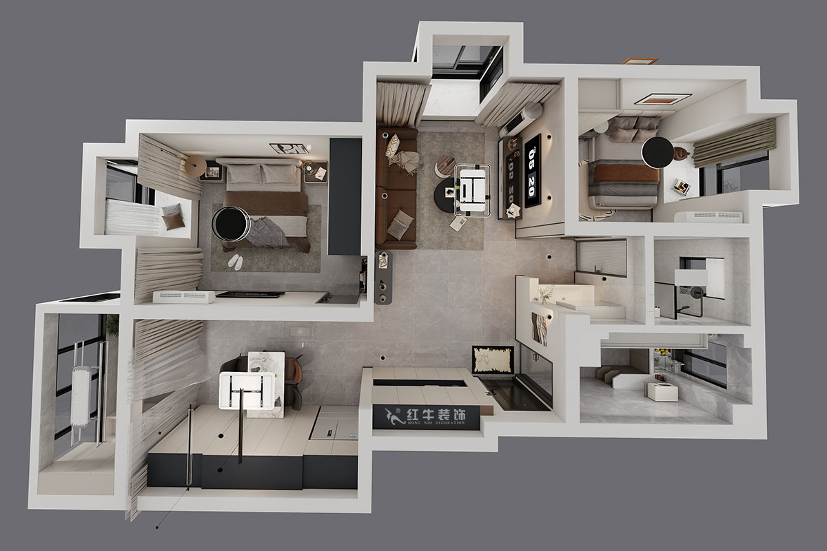 仇美蓉｜新建雅苑9-4-208-80㎡-簡(jiǎn)約風(fēng)格｜3室2廳1衛(wèi)｜老房裝修｜定制家｜全包10萬｜00_04鳥瞰圖