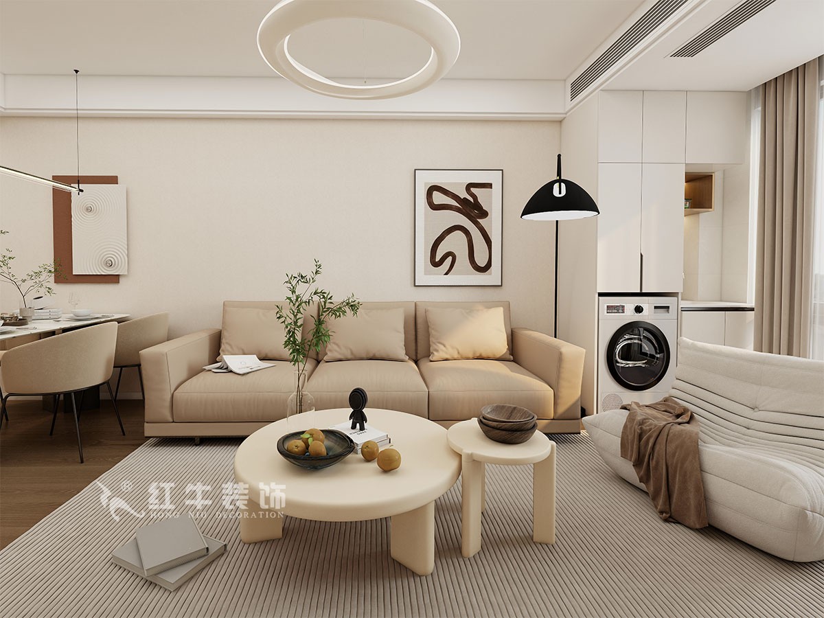 南京93㎡現(xiàn)代簡(jiǎn)約風(fēng)裝修，臥室弧形陽(yáng)臺(tái)，舒適愜意