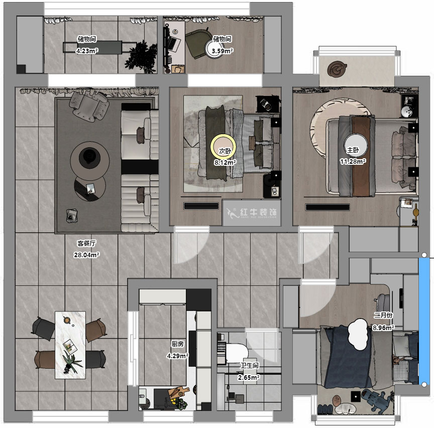 賈庭｜金沙璟園4-2104-100㎡-新中式風(fēng)格｜3室2廳1廚1衛(wèi)｜毛坯裝修｜定制家｜全包13