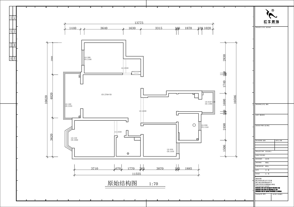 蔣?。汩坷?-2-901-108㎡-現(xiàn)代簡約風格｜3室2廳2衛(wèi)｜老房裝修｜定制家｜全包16萬｜00_01原始結構圖