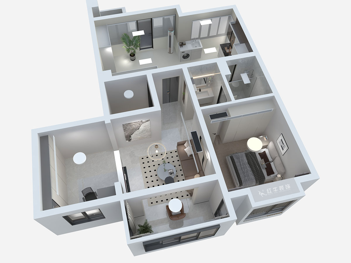 蔣?。汩坷?-3-1101-260㎡-現(xiàn)代簡約風格｜4室3廳2衛(wèi)｜老房裝修｜定制家｜全包29萬｜00_06鳥瞰圖