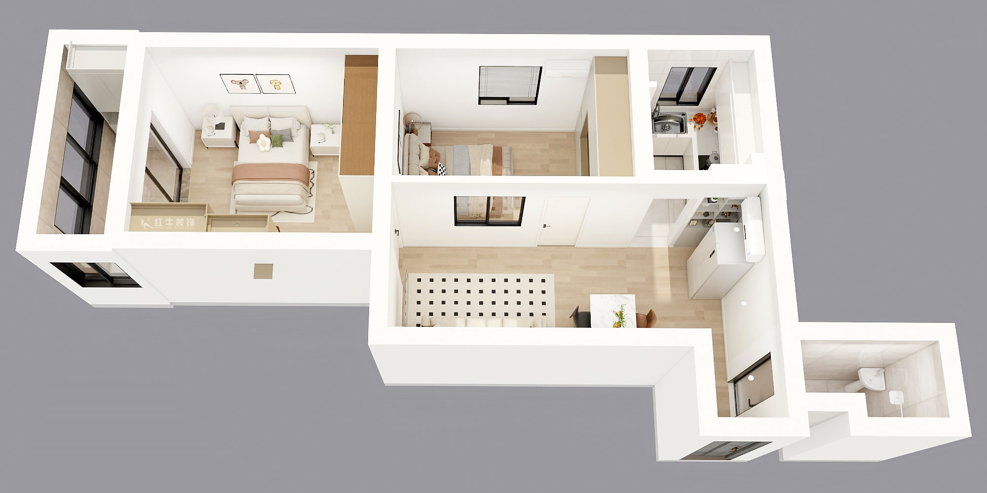 劉曉芳｜武學園6-807-73㎡-現(xiàn)代風格｜2室2廳1衛(wèi)｜老房裝修｜定制家｜全包8