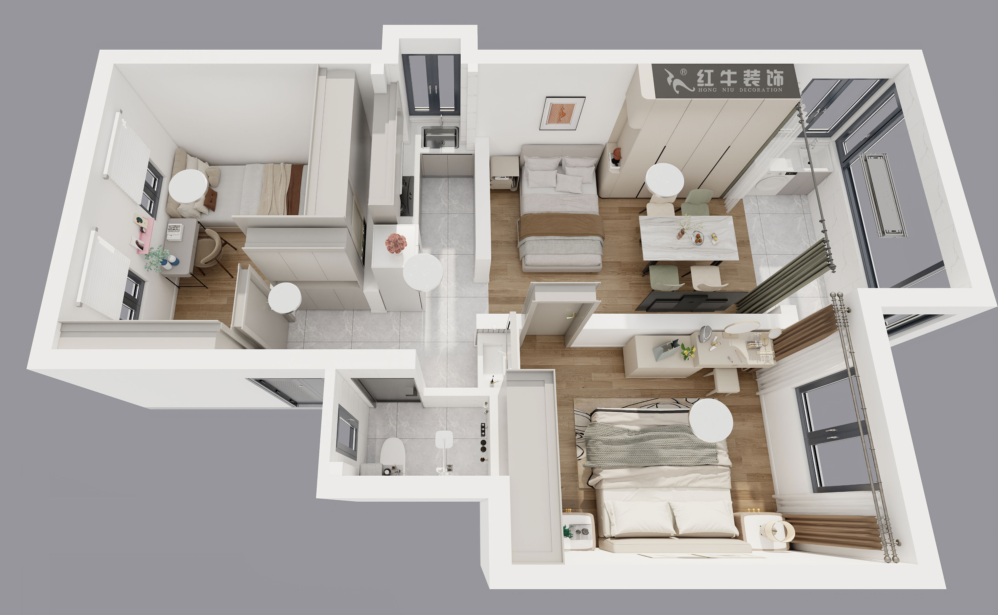 仇美蓉｜太平橋南38號(hào)1-601-67㎡-簡(jiǎn)約風(fēng)格｜2室1廳1衛(wèi)｜老房裝修｜定制家｜全包8萬(wàn)｜00_04鳥(niǎo)瞰圖