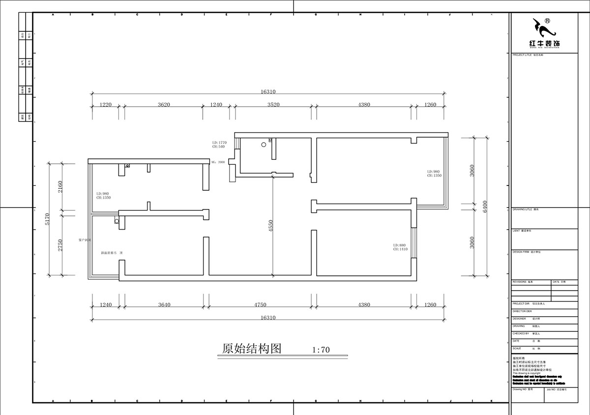 蔣?。鹬刍▓@4-3-806-100㎡-現(xiàn)代簡約風(fēng)格｜3室2廳1衛(wèi)｜老房裝修｜定制家｜全包12萬｜00_01原始結(jié)構(gòu)圖