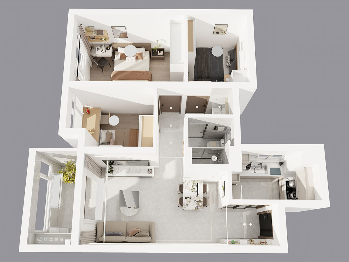 孟憲濤｜江城苑6-2-1704-88㎡-簡(jiǎn)約風(fēng)格｜3室2廳1衛(wèi)｜新房裝修｜定制家｜全包12萬(wàn)｜00_04鳥瞰圖