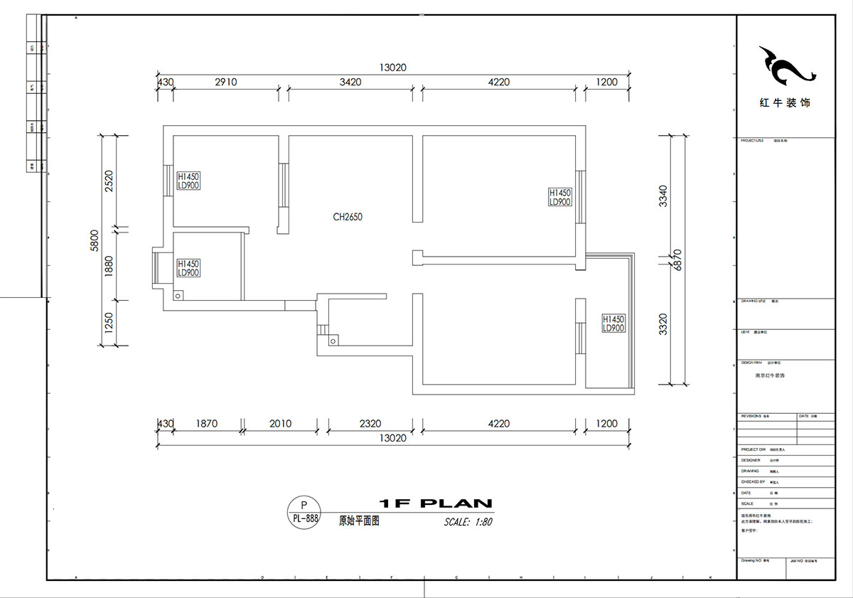 劉小勇｜龍?bào)粗新?66號401室-83㎡-現(xiàn)代簡約風(fēng)格｜2室2廳1衛(wèi)｜老房裝修｜定制家｜全包10萬｜00_01原始結(jié)構(gòu)圖