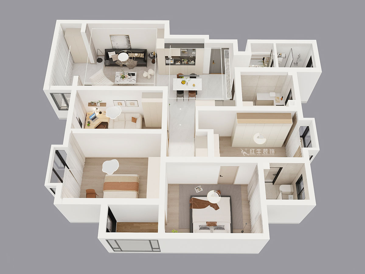 劉曉芳｜九龍盛世園19號801室-135㎡-現(xiàn)代風格｜4室2廳2衛(wèi)｜老房裝修｜定制家｜全包15