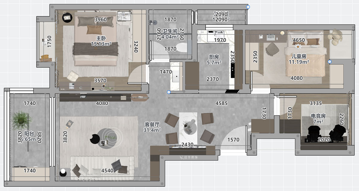 劉萍萍｜紫金華府43-1-902-99㎡-輕奢風格｜3室2廳1衛(wèi)｜老房裝修｜定制家｜全包12
