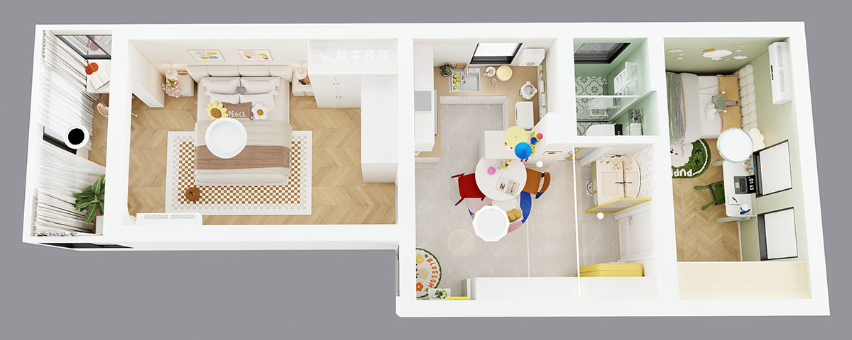 朱彥｜淮海新村7-28-702-57㎡-現(xiàn)代風(fēng)格｜2室1廳1衛(wèi)｜老房改造｜定制家｜全包8萬｜00_04鳥瞰圖