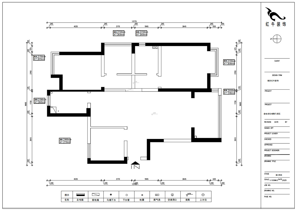 朱明琪｜金地自在城8街區(qū)5-1-501-111㎡-中古風(fēng)｜3室1廳2衛(wèi)｜老房裝修｜定制家｜全包15萬｜00_01原始結(jié)構(gòu)圖