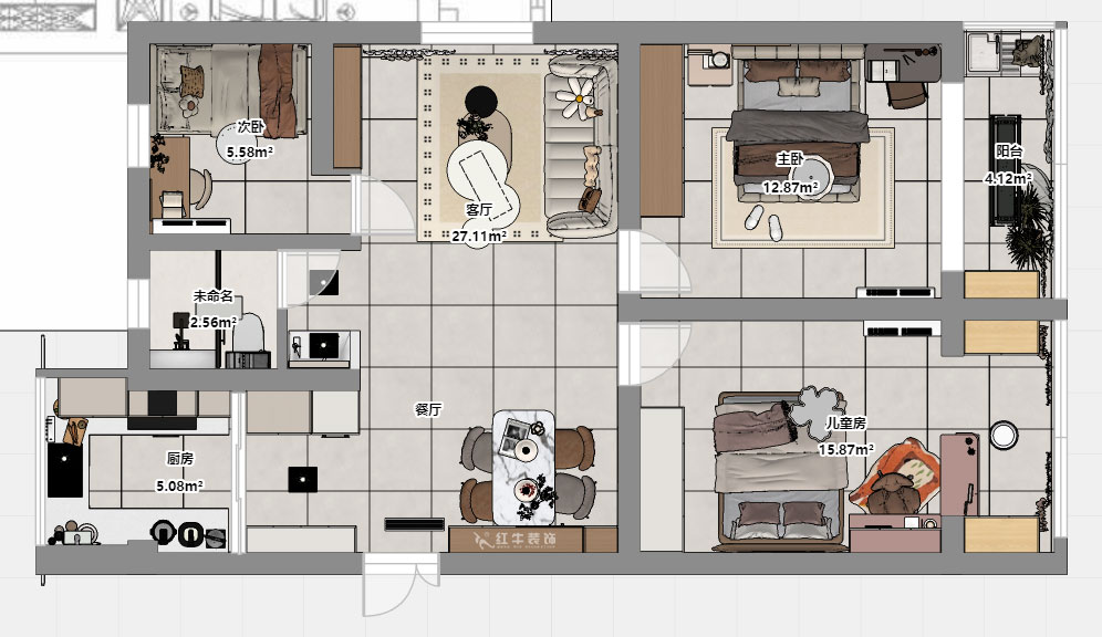劉曉芳｜大楊村25號(hào)205室-87㎡-原木奶油風(fēng)｜3室2廳1衛(wèi)｜老房裝修｜定制家｜全包10