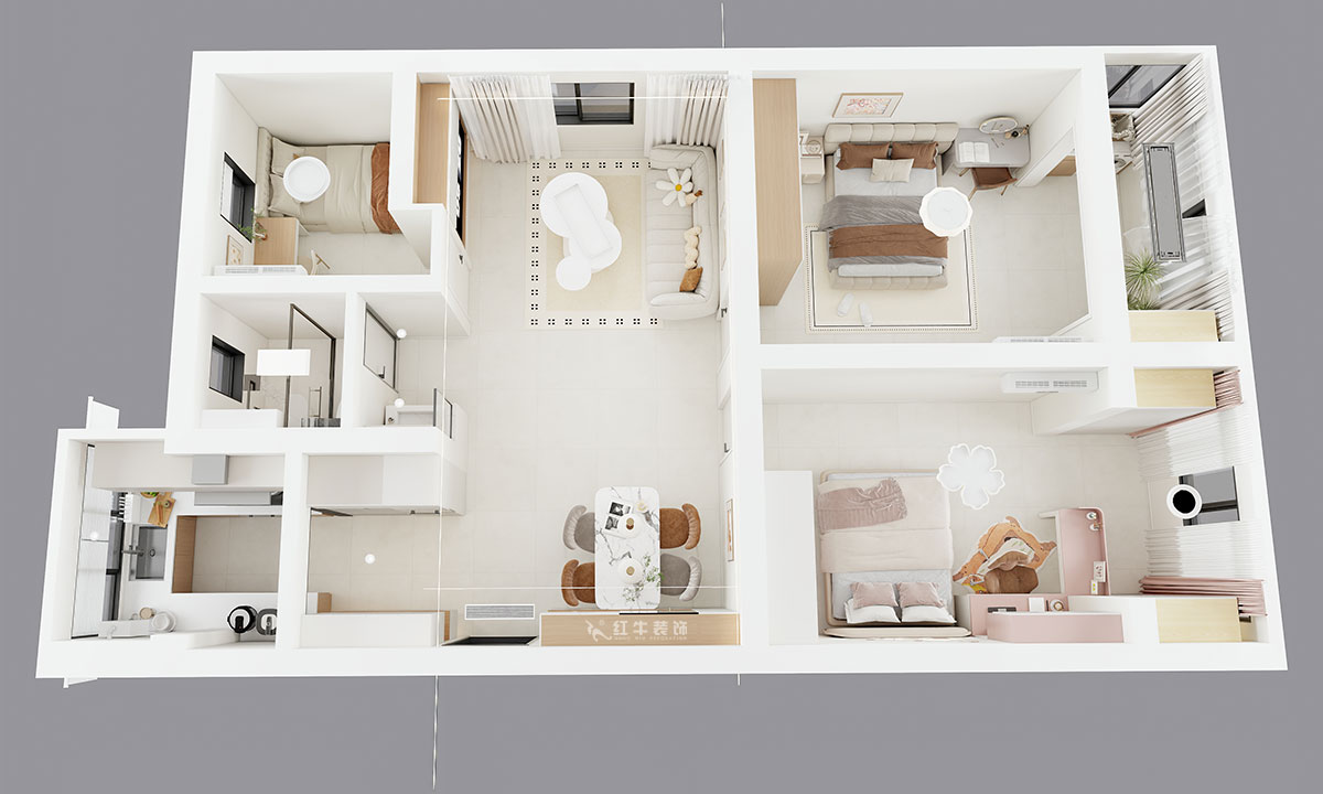 劉曉芳｜大楊村25號(hào)205室-87㎡-原木奶油風(fēng)｜3室2廳1衛(wèi)｜老房裝修｜定制家｜全包10