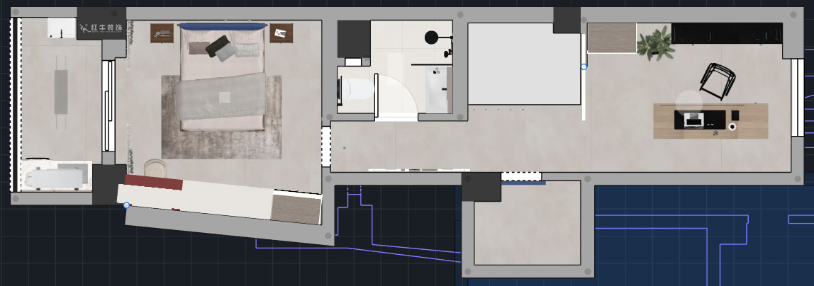蔣?。ヌ陨郴ǔ?-1705-105㎡-現(xiàn)代簡(jiǎn)約風(fēng)格｜2室2廳1衛(wèi)｜老房裝修｜定制家｜全包15萬(wàn)｜00_06二層平面彩圖