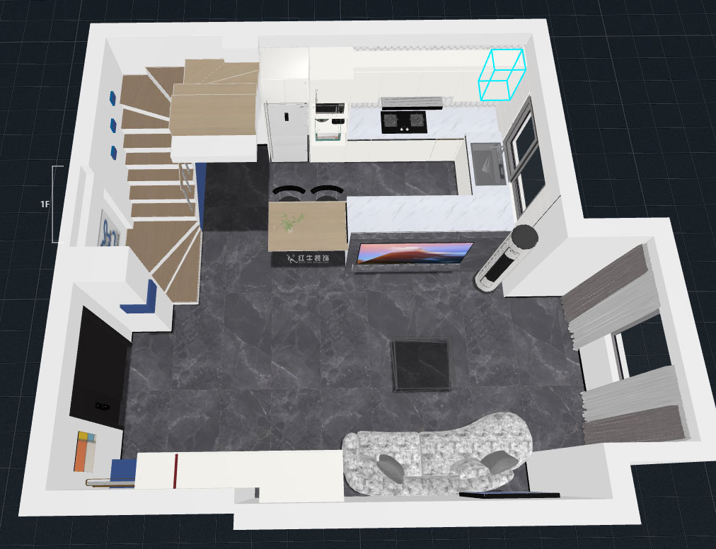 蔣?。ヌ陨郴ǔ?-1705-105㎡-現(xiàn)代簡(jiǎn)約風(fēng)格｜2室2廳1衛(wèi)｜老房裝修｜定制家｜全包15萬(wàn)｜00_07一層鳥(niǎo)瞰圖